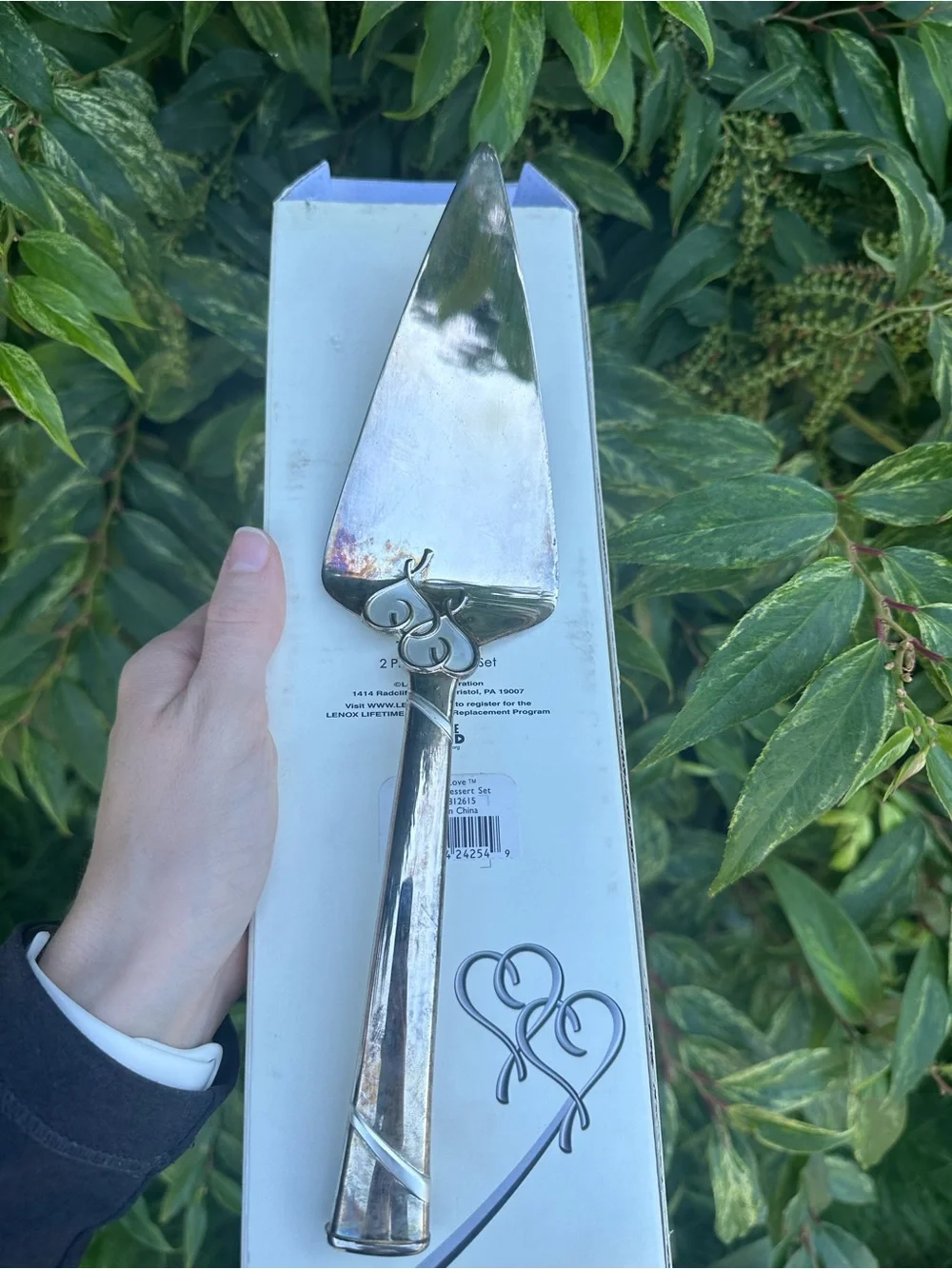 Lenox True Love 2 Piece Silver Plated Knife & Server Set Wedding Marriage Cake